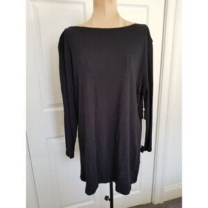 CASLON Nordstrom Black Boat Neck 3/4 Sleeve Tunic T-Shirt Top Womens Size 2X